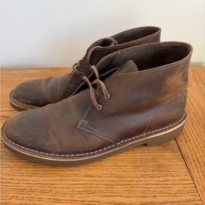 Clarks Men's Dark Brown Leather Desert Boots
